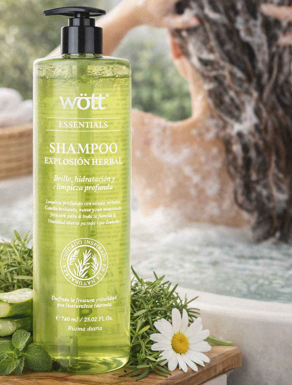 Shampoo herbal limpieza revitalizante y brillo natural